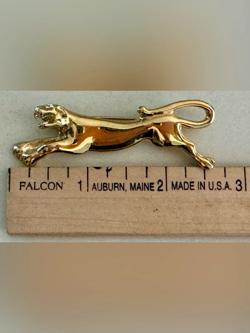 Vintage Sleek Gold Tone Leaping Panther Brooch